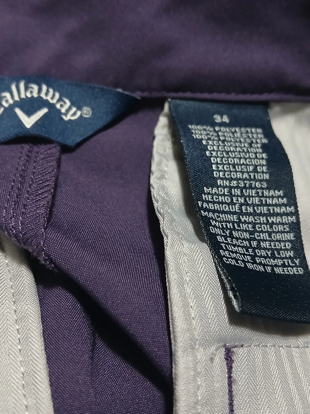 Men's Callaway Performance Golf Shorts - Deep Purple Sz 34 - Picture 2 of 8